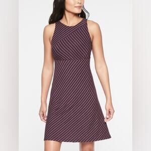 Athleta Santorini High Neck Purple Stripe Stretch Mini Dress Size XS Petite